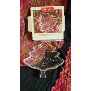 Celebrations Crystal Clear Christmas Tree Bell Plate 7 1/2 " holiday party